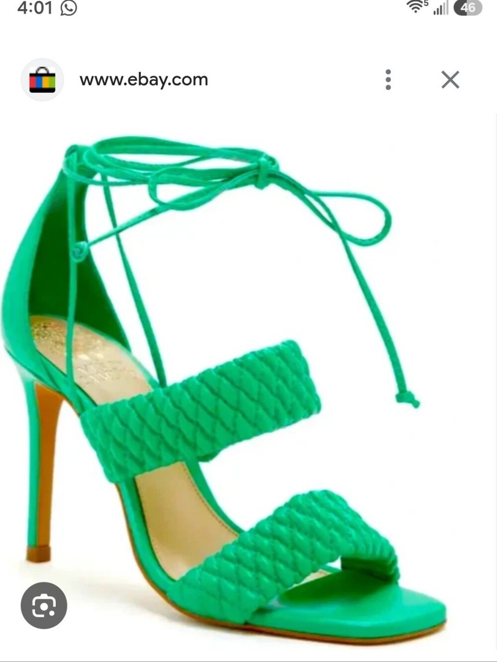 Vince Camuto Emerald Green Braided Lace-Up Stiletto Sandals